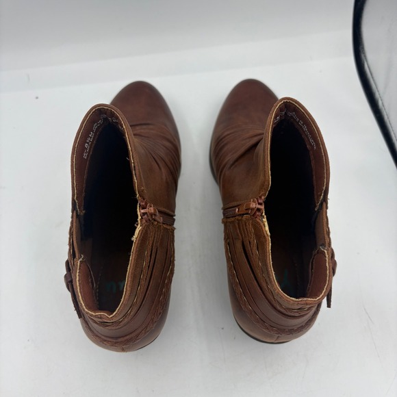 Yuu Ankle Boots Womens Size 8.5 M Nev Brown Side Zip Ruched Booties - Picture 6 of 10